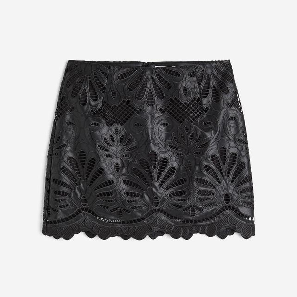 Black Lace Skirt Broderie anglaise mini skirt